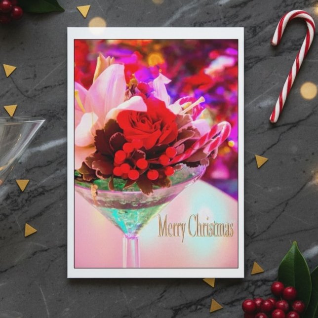 Frohe Weihnachten mit Blumen in Martini-Glas (Von Creator hochgeladen)