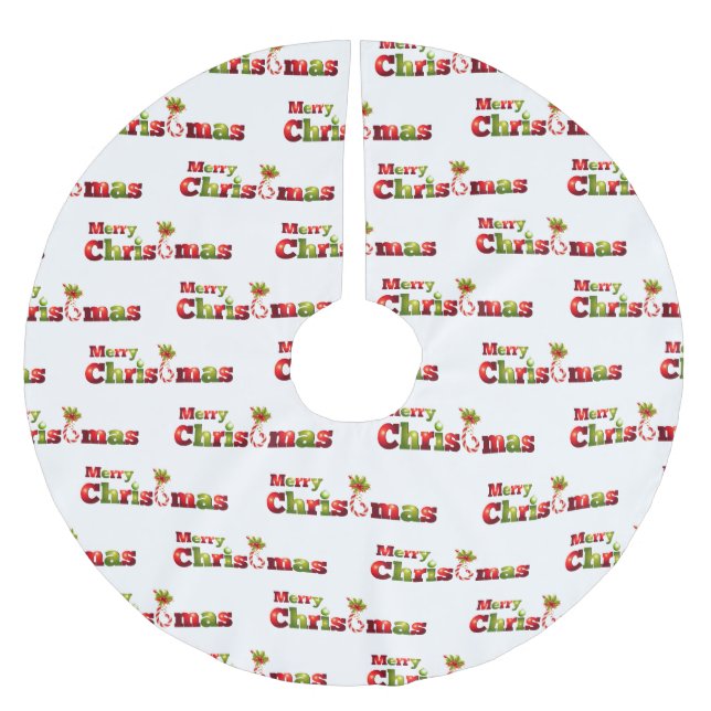 Frohe Weihnachten mit Candy Cane Moderne Polyester Weihnachtsbaumdecke (Vorderseite)