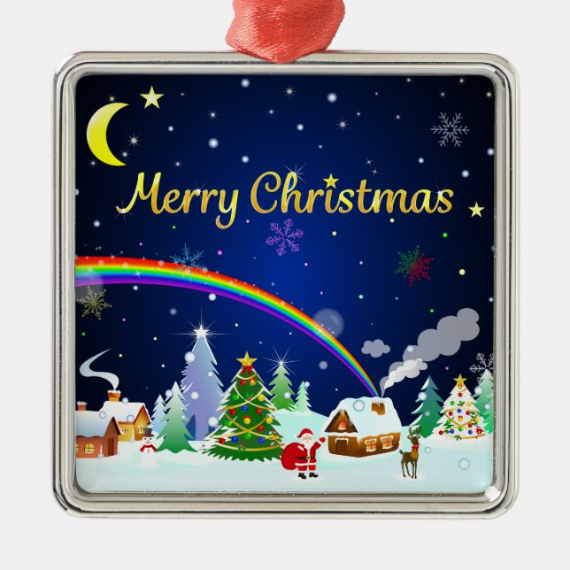 Frohe Weihnachten mit Crescent Moon Ornament Aus Metall (Vorne)