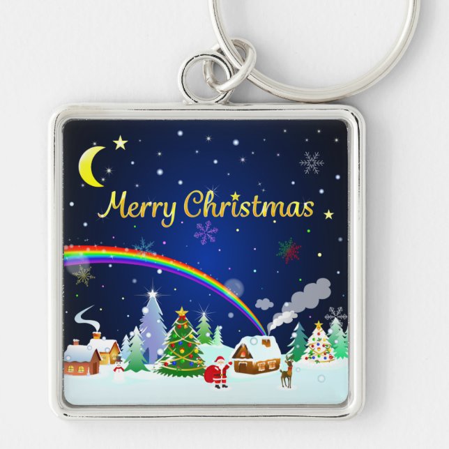 Frohe Weihnachten mit Crescent Moon Schlüsselanhänger (Vorne)