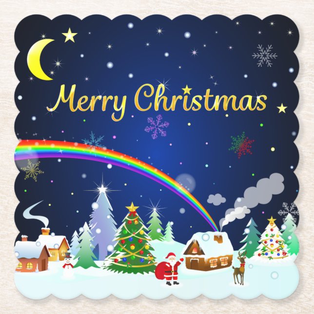 Frohe Weihnachten mit Crescent Moon Untersetzer (Vorderseite)