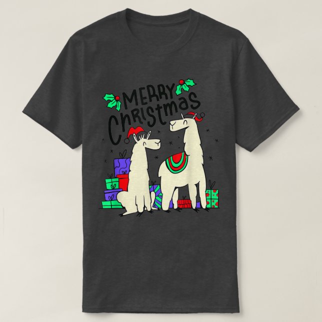 Frohe Weihnachten mit diesem niedlichen Lama, Lama T-Shirt (Design vorne)