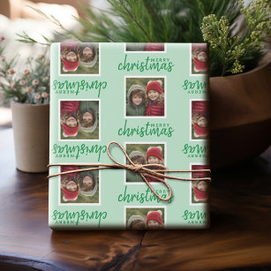Frohe Weihnachten mit einem Foto von 1 Quadrat grü Geschenkpapier