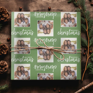 Frohe Weihnachten mit einem Platz Foto - grün Geschenkpapier