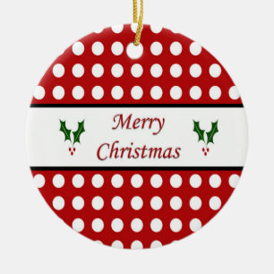 Frohe Weihnachten mit einem Tupfenmuster Keramik Ornament