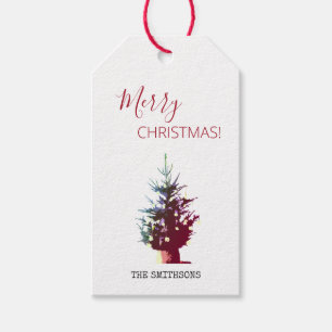 Frohe Weihnachten mit einem Weihnachtsbaum! Geschenkanhänger
