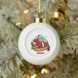 Frohe Weihnachten mit einer Maske Keramik Kugel-Ornament