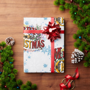 Frohe Weihnachten mit Eisblauen Schneeflocken Geschenkpapier