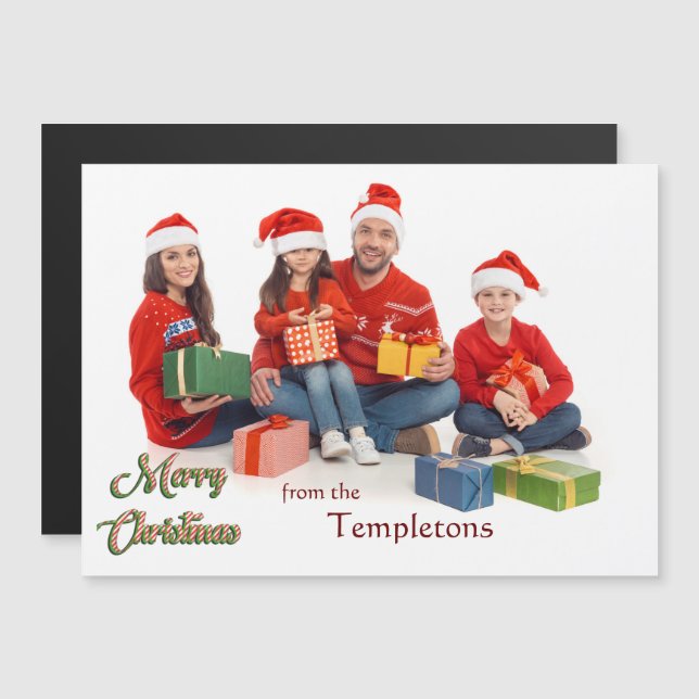 Frohe Weihnachten mit familiärem Foto Magnetkarte (Vorne/Hinten)