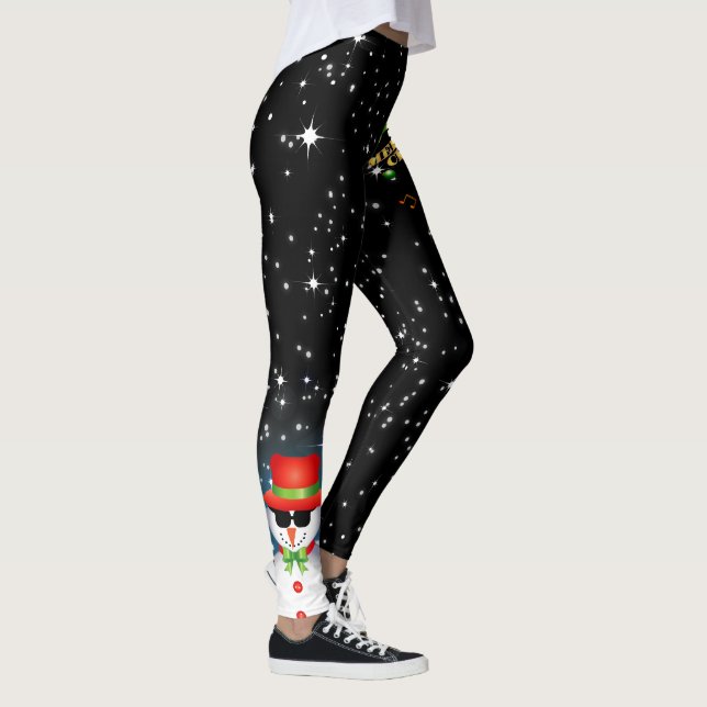 Frohe Weihnachten mit Funky Frosty Snowman Leggings (Rechts)
