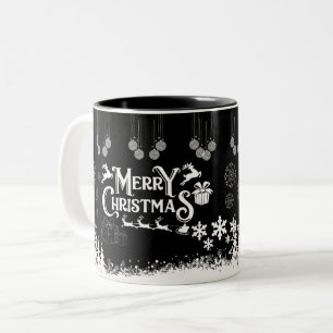 Frohe Weihnachten mit Geschenken mit Candy Canes Zweifarbige Tasse