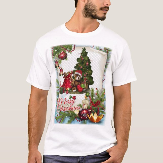 Frohe Weihnachten mit Geschenken T-Shirt (Vorderseite)