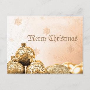 Frohe Weihnachten mit Gold-Ornamenten Postkarte