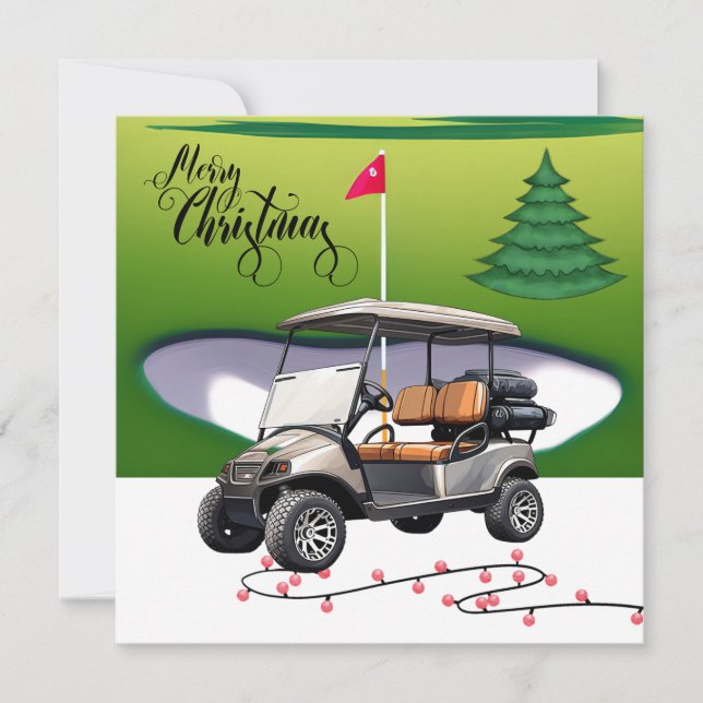 Frohe Weihnachten mit Golfwagen für Golfer H (Vorderseite)