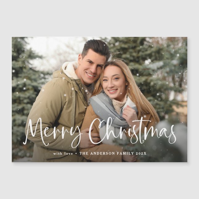 Frohe Weihnachten mit Ihrem Foto Gruß Magnetkarte (Vorderseite)