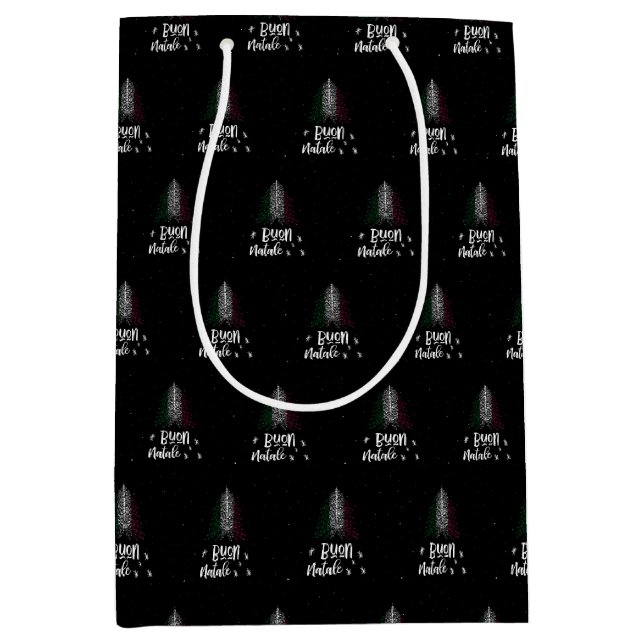 Frohe Weihnachten mit italienische Flagge Mittlere Geschenktüte (Vorderseite)