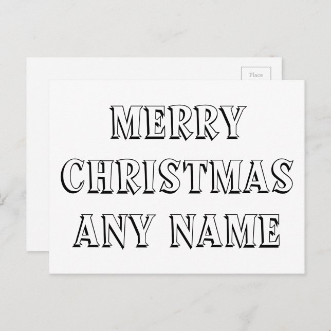 Frohe Weihnachten mit jedem Namen Farbe-Ihre-eigen Postkarte (Vorne/Hinten)