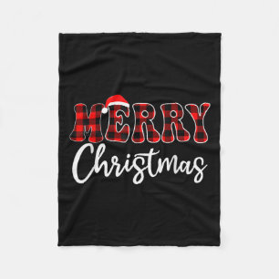 Frohe Weihnachten mit Karierter Schwarz-Rot-Famili Fleecedecke