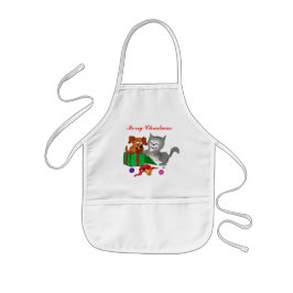 Frohe Weihnachten mit Katze und Welpe Kinderschürze