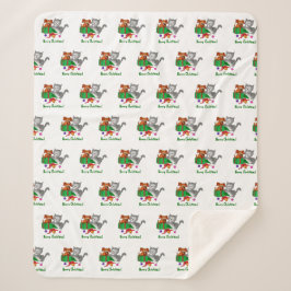 Frohe Weihnachten mit Katze und Welpe Sherpadecke