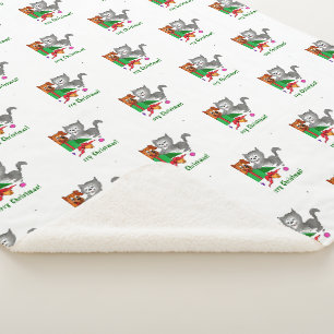 Frohe Weihnachten mit Katze und Welpe Sherpadecke