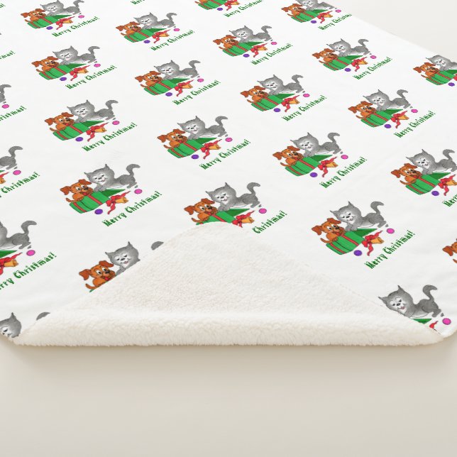 Frohe Weihnachten mit Katze und Welpe Sherpadecke (3/4)