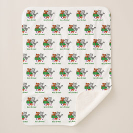 Frohe Weihnachten mit Katze und Welpe Sherpadecke