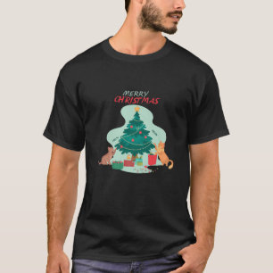 Frohe Weihnachten mit Katzen, Geschenken und Weihn T-Shirt