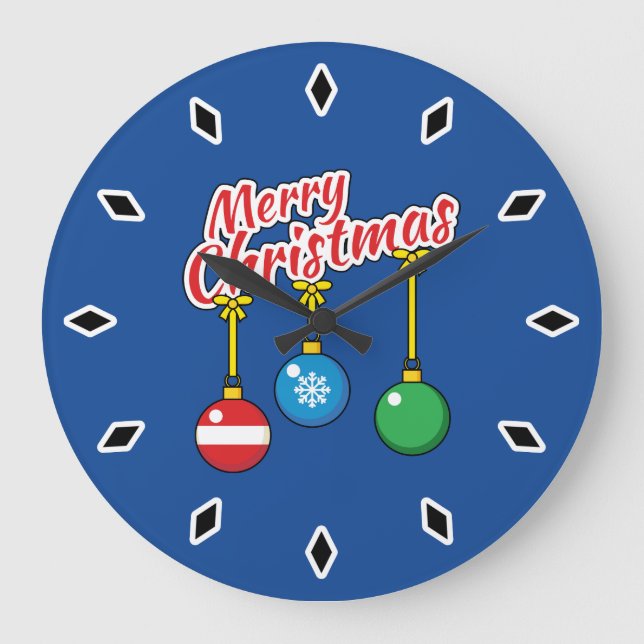 Frohe Weihnachten mit knallenden Balls Große Wanduhr (Vorderseite)