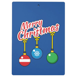 Frohe Weihnachten mit knallenden Balls Klemmbrett