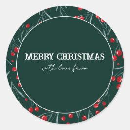 Frohe Weihnachten mit Liebe aus... Runder Aufkleber