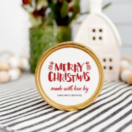 Frohe Weihnachten mit Liebe Classic Round Stick he Runder Aufkleber