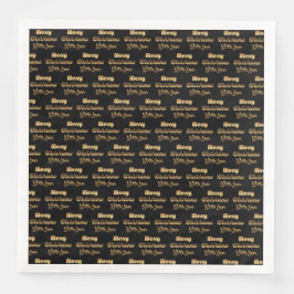 Frohe Weihnachten mit Liebe Gold Black Typografie Serviette