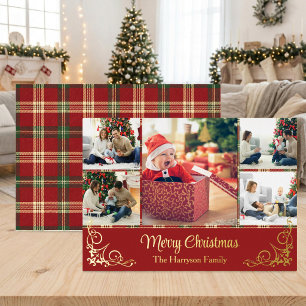 Frohe Weihnachten mit Mehrfach-Foto-Collage Folien Feiertagskarte