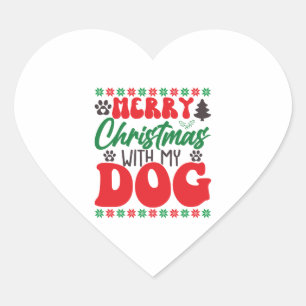 Frohe Weihnachten mit meinem Hund-01 Herz-Aufkleber