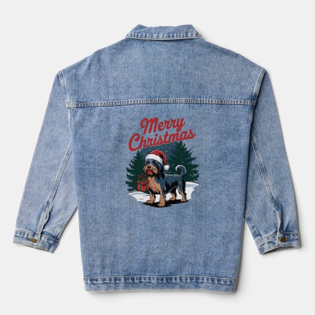 Frohe Weihnachten mit meinem Hund Jeansjacke (Rückseite)
