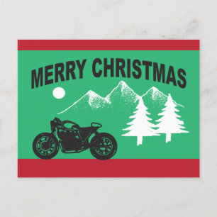 Frohe Weihnachten mit Motorrad und Bergen Postkarte