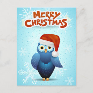 Frohe Weihnachten mit niedlicher Eule und dem Hut