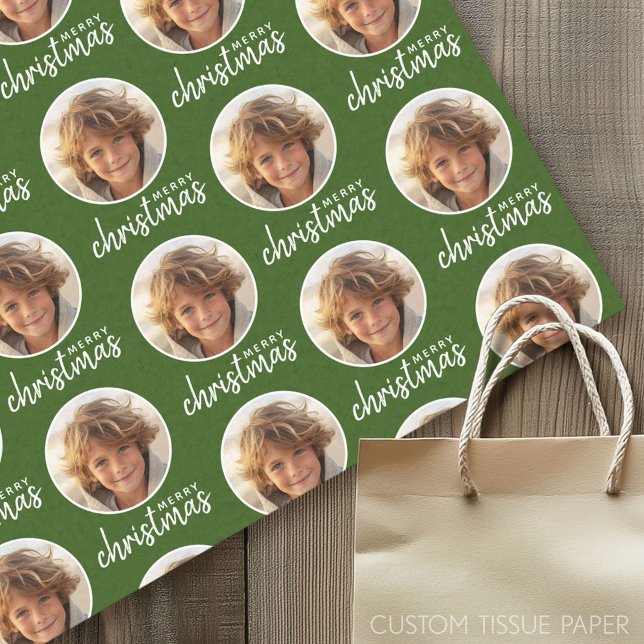 Frohe Weihnachten mit One Circle Foto - rot grün Seidenpapier (Custom Tissue Paper)