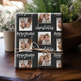 Frohe Weihnachten mit One Square Foto - schwarz Geschenkpapier