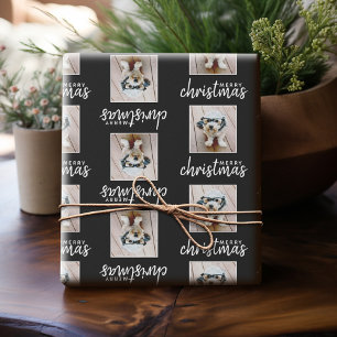 Frohe Weihnachten mit One Square Foto - schwarz Geschenkpapier