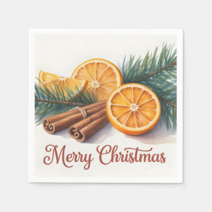 Frohe Weihnachten mit Orangen und Zimt Serviette