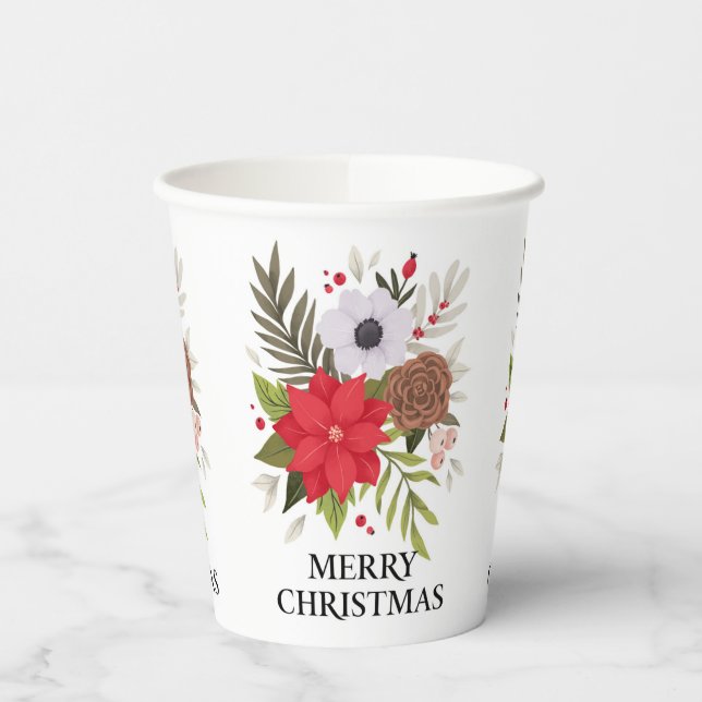 Frohe Weihnachten mit Poinsettia Paper Cups Pappbecher (Links)