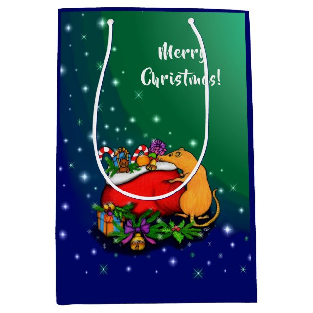 Frohe Weihnachten mit Rat Prince Mittlere Geschenktüte (Vorderseite)