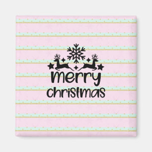 Frohe Weihnachten mit Rentieren und Schneeflocke Magnet