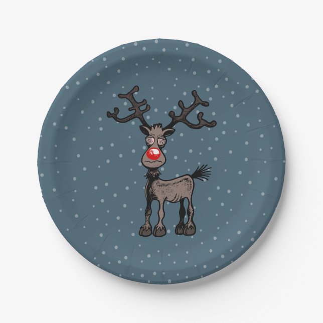 Frohe Weihnachten mit Rudolph Pappteller (Vorderseite)