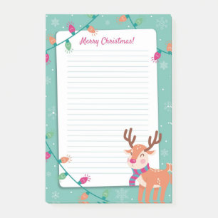 Frohe Weihnachten mit Rudolph und Weihnachtslicht Post-it Klebezettel
