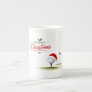 Frohe Weihnachten mit Santa Hut Golf Prozellantasse