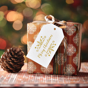 Frohe Weihnachten mit Schneeflocke Geschenkanhänger