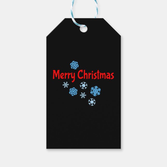 Frohe Weihnachten mit Schneeflocken Geschenkanhänger (Vorderseite)